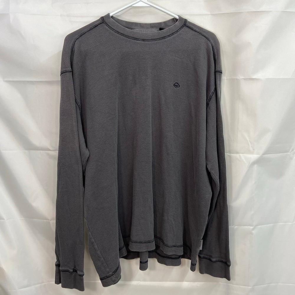 Wolverine men's gray thick waffle knit long sleeve casual Crewcut‎ shirt cotton